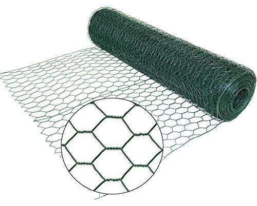 60cmX25m PVC Coated Wire Fencing Chicken Wire Net Galvanized Hexagonal Wire Mesh Garden Netting Fencing Hot-dipped Chicken Wire Poultry Netting Rabbit Dog Duck Animal Farm Protective Border Fence