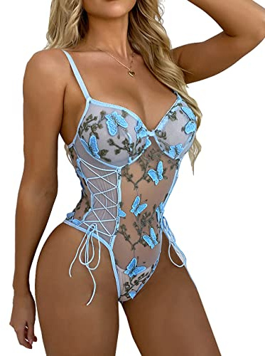 marysgift Plus Size Bodysuit Tops for Women Lace Babydoll Underwear Lingerie Set UK 6-14