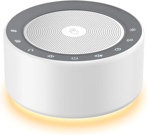 Kipcush White Noise Machine with Night Light – Nursery Sound Machine with Soft Non-Glare Lamp, 30 Soothing Sounds, 8 Color Lights, Up to 8-Hour Timer for Baby & Adults