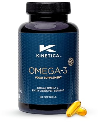 Kinetica Sports Omega-3 Fish Oil Capsule | 45 Servings, 90 Softgel Tablets | 1500mg Omega-3 Fatty Acids (1000mg EPA + 500mg DHA)/Serve| High Strength Omega 3 Supplement| WADA & Informed Sport Approved