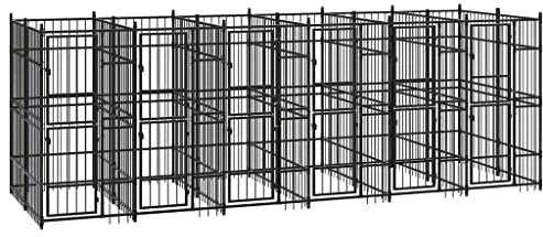 vidaXL Outdoor Hundezwinger Stahl 11,06m² Hundekäfig Hundehaus Hundehütte