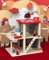 Wooden Fire Station Playset, Pretend Play Dollhouse,Multicolor 3-Level with Figures, Truck, Helicopter and Accessories