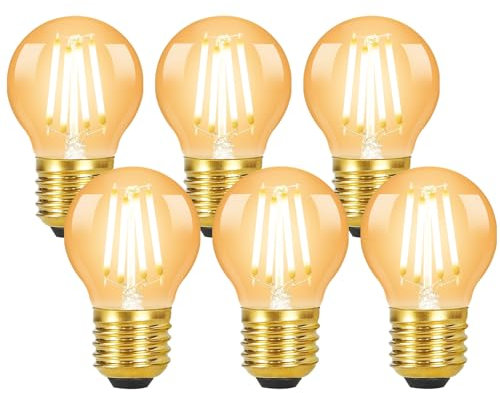 URing Edison E27 LED Warmweiss Glühbirne - Vintage LED Birne Leuchtmittel Retro E27 2700K 4W 380LM Energiesparlampe Filament Lampe Dekorative für Nostalgie Industrial Café Bar, 6 Stück (G45)