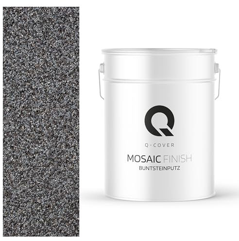 Q-COVER buntsteinputz 25 Kg Dunkelgraphitgrau M42 mosaikputz sockelputz dekorative putz innen & außen putz fassadenputz fertigputz edelputz oberputz kratzfest wetterfest