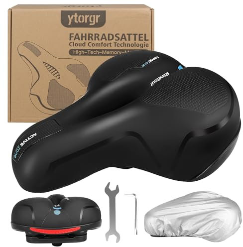 ytorgr Fahrradsattel-Memory Foam-Ergonomisch Stoßdämpfend Atmungsaktiv Fahrrad Sattel-Reiter Weicher Fahrradsattel Herren