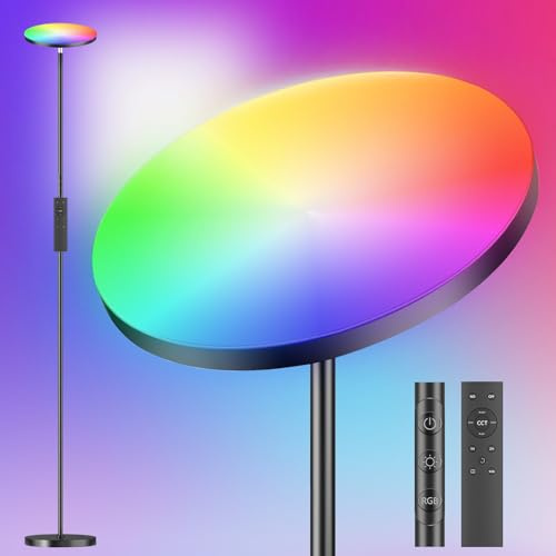 YICAIZI 36W LED Lampadaire sur Pied Salon, 3000LM Super Lumineux Lampadaire Dimmable, 2700K-6500K Intensité Variable en Continu, Télécommande et Contrôle Tactile pour Salon Chambre et Bureau