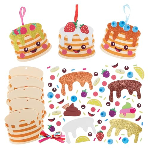 Baker Ross FN385 Kits de décoration Pancake Mix & Match - paquet de 8, kits de bricolage pour enfants pour le jour des crêpes
