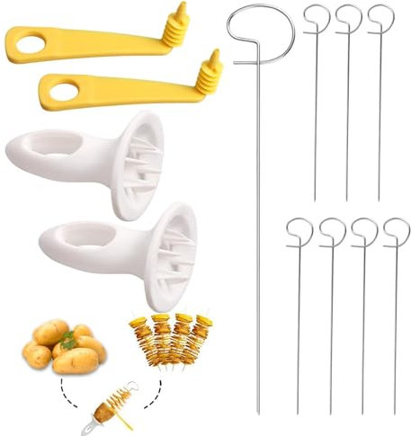 Fonyiunce 2 Pezzi Tagliapatate a Spirale per Patate Taglierina per Patate a Spirale Torre di Patate Potato Spiral Cutter Patata Affettatrice Tornado per Frutta Verdura Carne alla Griglia Campeggio Fes