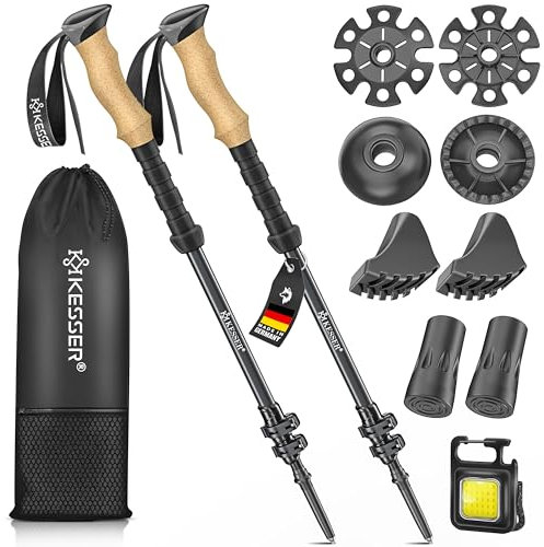 KESSER® Wanderstöcke Teleskop Walking Stöcke Wanderstock Aluminium mit Korkgriff 105-135cm Trekkingstöcke für Damen & Herren zum Wandern, Nordic Walking, Trekking, Skitouren & Bergsport