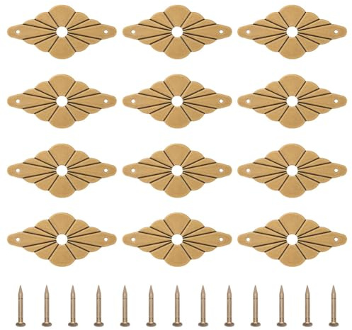 PH PandaHall 12 arandelas planas de latón con tornillo, sello de bronce antiguo, decoración clásica para muebles, para herrajes de puertas, armarios, cajones, 3 x 6 cm