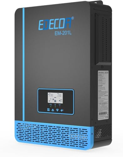 EDECOA Hybrid växelriktare 2 000 W 12 V 230 V solcellsladdare MPPT 60 A ren sinus 20–150 Vdc off-Grid BMS kommunikation batteriladdare nätprioritering solladdningsregulator (WiFi-kompatibel)
