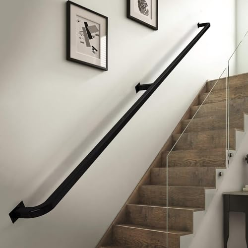 Black Square Tube il Bracket for Stairs | Metal Wrought Iron Support for Indoor & Outdoor Safety Railing | Staircase Accessories for Secure Flooring