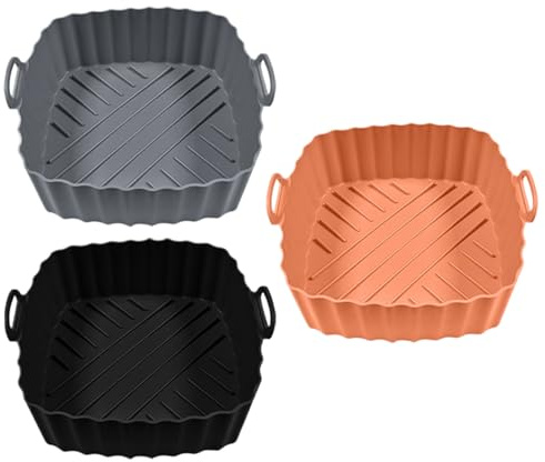Befeixue Inserto per friggitrice ad aria calda in silicone, 3 pezzi, per friggitrice ad aria calda, riutilizzabili, resistenti al calore, per forno a microonde, cucina
