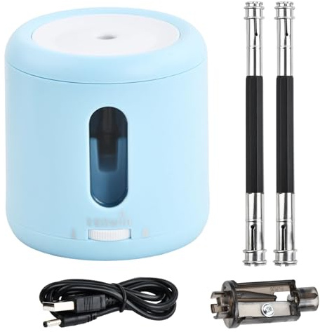 Sacapuntas Eléctrico con 2 Extensores de Lápiz de Doble Cabeza, 2 Pilas AA o USB Alimentado, Parada Automática para Lápices 6-8mm, Escuela Oficina Hogar