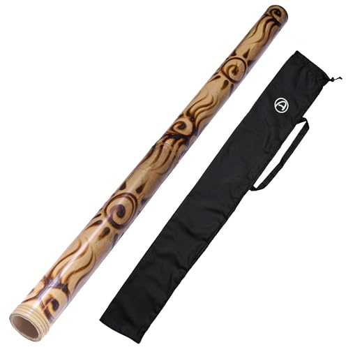 Bambú Didgeridoo 120cm – Blanco/Quemado Look para principiantes. Didgeridoo con tono bajo