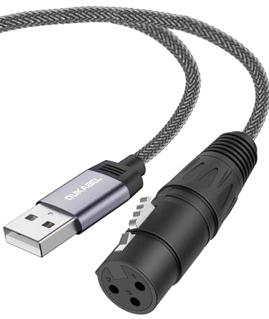 DuKabel XLR till USB A mikrofonkabel 1,2 m USB-kontakt till XLR-uttag | med DAC-chip för PC, bärbar dator, dynamiska mikrofoner, Hi-Fi-ljudinspelning kabel för inspelning, direktöverföring