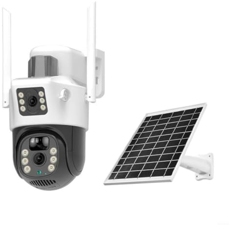 4MP Dual Lins Solar IP säkerhetskamera 4G PTZ övervakningskamera utomhus väderbeständig IP66 mänsklig igenkänning bilspårning mörkerseende färg TF-kort molnminne vit (4G kameraa)