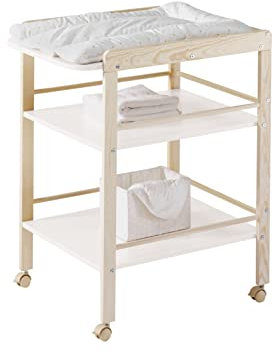 Schardt - Baby Wickelregal - Natur mit Rollen - inkl. 2 Ablageflächen