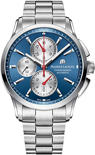 Maurice Lacroix Män analog schweizisk automatisk klocka med rostfritt stål rem PT6388-SS002-430-1, BLÅ, Modern