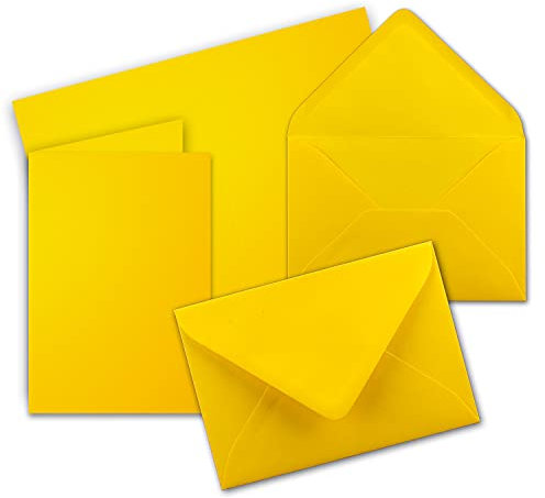 20x Faltkarten Set mit Briefumschlägen DIN A6 / C6 - Honiggelb (Gelb) - 14,8 x 10,5 cm (105 x 148) - Doppelkarten Set - Serie FarbenFroh