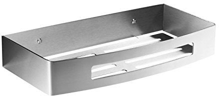 Ambrosya - Panier de Douche en Acier Inoxydable - Corbeille Étagère Baignoire Salle de Bains Bac à Douche Support de Tablette de Coin Murale