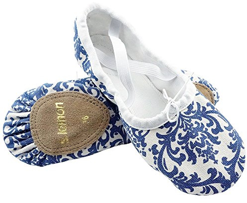 s.lemon Ballet Shoes for Girls,Canvas Ballet Slipper Dance Gymnastic Shoe Kid Adult Blue Flower 37 EU