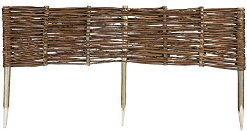 Weide Beeteinfassung in 16 Größen Weidenzaun Rasenkante Beetbegrenzung Steckzaun imprägniert mit Buchepflöcken für leichtes Einsetzen Palisade Länge: 100 cm Höhe: 20 cm