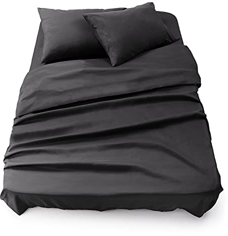Blumtal® Bäddset 3-delat - OEKO-TEX-certifierat set om 3 - underlakan 150x200x30cm + underlakan utan resår 240x275cm + 2x örngott 50x80cm - lakan & örngott mikrofiber - Antracit