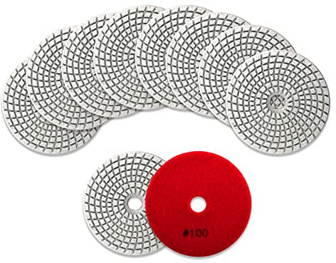 KURSTOL Bagnato Tamponi per Lucidatura - 10pezzi 100mm graniglia #100 Set di Diamante Lucidatura Pad Lucidatura Di Pietra per Pavimenti in Marmo di Granito