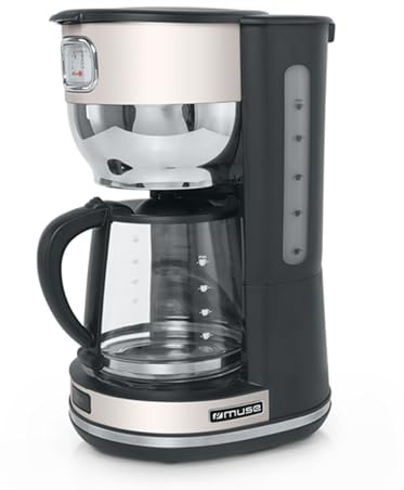 Muse Macchina da caffè MS-220 SC | con brocca in vetro, display analogico per mantenere il caldo, capacità 10 tazze, acciaio inox, beige