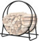 GOPLUS - Soporte para leña, redondo, resistente, para chimenea, estante para madera, interior exterior, soporte para leña, carga 50 kg, 76,5 x 36 x 82 cm