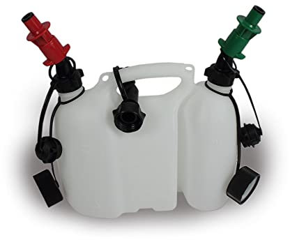 X-Parts Doppelkanister PROFI 3+1,5L natur HD-PE für Benzin, Diesel, Öl oder Kettenhaftöl mit UN-Zulassung, Sicherheits-Einfüllsystem, Messskala, Aufhängeösen, Kinder-Sicherheitsverschluss