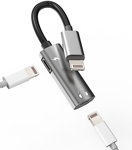 iPhone Headphone Adapter Charge Dongle(2in1)Dual Lightning Jack Connector Apple MFI Certified Audio Cord Charging AUX Cable Splitter for 14 13 12 11 Pro Max Mini 7 X Xr 8 Plus Charger Music converter