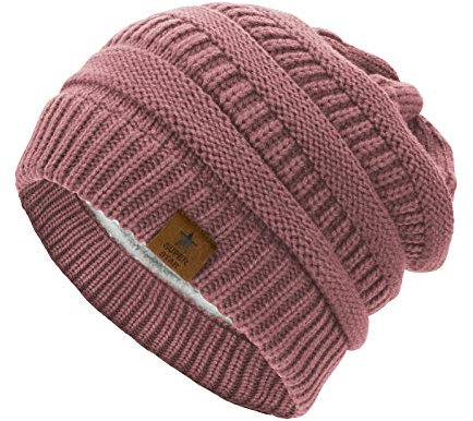 Zando Mütze Damen Winter Beanie Mütze Herren Damen Warme Strickmütze Camping Skifahren Outdoor-Aktivitäten Rosa Einheitsgröße