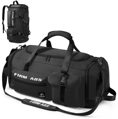 Flintronic 65L Bolsa Deporte Gimnasio, Bolsa de Viaje, Bolsa Deporte Fitness, con Zapato Separada Seco y Humedo, Ligera e Impermeable, Hombre y Mujer, para Deportivo Viaje Gimnasio, Negro