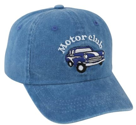 Casquette de baseball réglable en coton délavé pour enfants de 2 à 9 ans, bleu, taille unique
