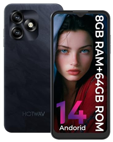 HOTWAV Note 15 Smartphone 2024 Android 14 Cellulare 8GB RAM+64GB ROM/1TB TF 6,6'' HD+,5160mAh 13MP Fotocamera Dual SIM 4G Telefono Cellulare,Ultra Sottile/GPS/Montato Lateralmente Fingerprint/Face ID