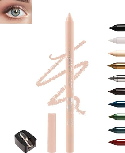 Eyeliner in gel nude, crema Kajal, impermeabile, durevole, resistente alle sbavature, con temperino, ipoallergenico, per occhi sensibili, facile da applicare, regalo per trucco per donne 03