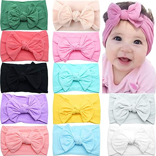 Super Stretchy Soft Knot Headbands with Hair Bows Head Wrap Hair Accessories For Newborn Baby Girls Infant Toddlers Kids