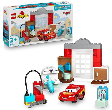 LEGO Duplo │ Disney Et Pixar Cars La Visite De Mcqueen Au Garage De Doc - Jouet Voiture De Course pour Jeunes Enfants - Outils pour Lavage Auto & Accessoires - Cadeau Garçon Ou Fille Dès 2 Ans 10456