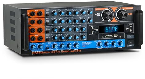 YSFW 800W EQ Digital Amplifier, Professional Stereo Audio Amplifier, Support 8 Microphones Input Simultaneously, 5.1 Surround Stereo Channels, for Live Performances, DJ Settings