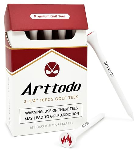 Arttodo Tee da golf in legno di bambù di alta qualità, 10 unità, 83 mm, in confezione divertente, durevoli, stile vintage, accessori da golf per uomini e donne