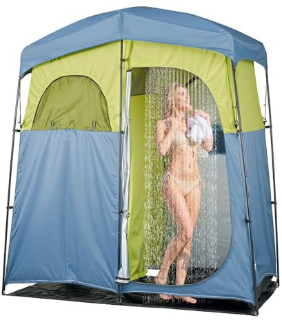VEVOR Tienda de Ducha con Bolsa de Ducha, Piquetas, Cuerdas, Bolsa de Transporte y Postes de Soporte, Fabricada en Tejido Oxford 150D para Camping, Playa y Pesca, 2 Personas, 2133 x 1067 x 2133 mm