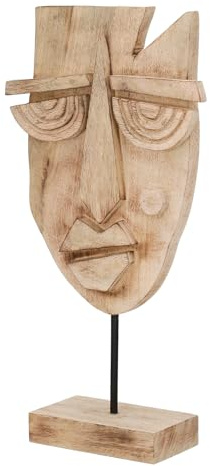 GILDE Skulptur Yoruba mask av mangoträ – naturfärger – höjd 46 cm x bredd 23 cm – dekoration