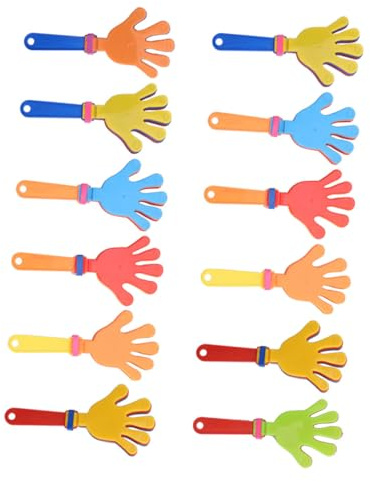 ORFOFE 12 Piezas Matracas de Mano de Plástico Tamaño Medio 24 Cm sin Cara Sonriente, Juguetes para Hacer Ruido en Fiestas, Cumpleaños y Eventos Infantiles, Colores Color Color Aleatorio