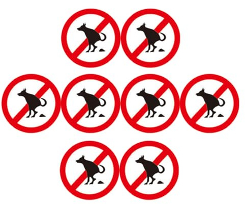 Ipetboom Lot de 8 Autocollants Pvc Panneau Attention au Chien pour Pelouse et Parc, Stickers Anti-caca Ronds Attractifs pour Interdire Déjections Canines