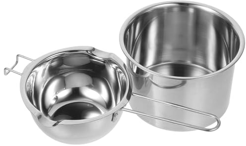 CALLARON Olla para Baño María de Acero Inoxidable 600 Ml, Crisol para Derretir Cera y Mantequilla, Set con Olla Externa 16 Cm, Uso en Repostería y Fundición de Velas