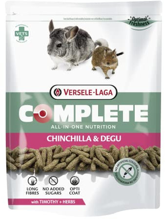 Versele-Laga Complete Chinchilla & Degu | 500 g | Alleinfuttermittel für Chinchillas und Degus | Faserreiche All-in-one-Extrudate | Ohne Zuckerzusatz und mit Leinsamen