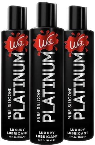 Wet Platinum Silicone-Based Personal Lubricant | Ultra Smooth, Super Slick, Hypoallergenic, Long-Lasting Performance, Waterproof Formula| Lube for Men, Women & Couples, 3 fl oz (Pack of 3)