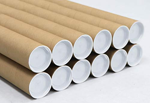 MagicWater Supply 2 x 30 Inch Kraft Mailing Tubes with End Cap - 12 Pack